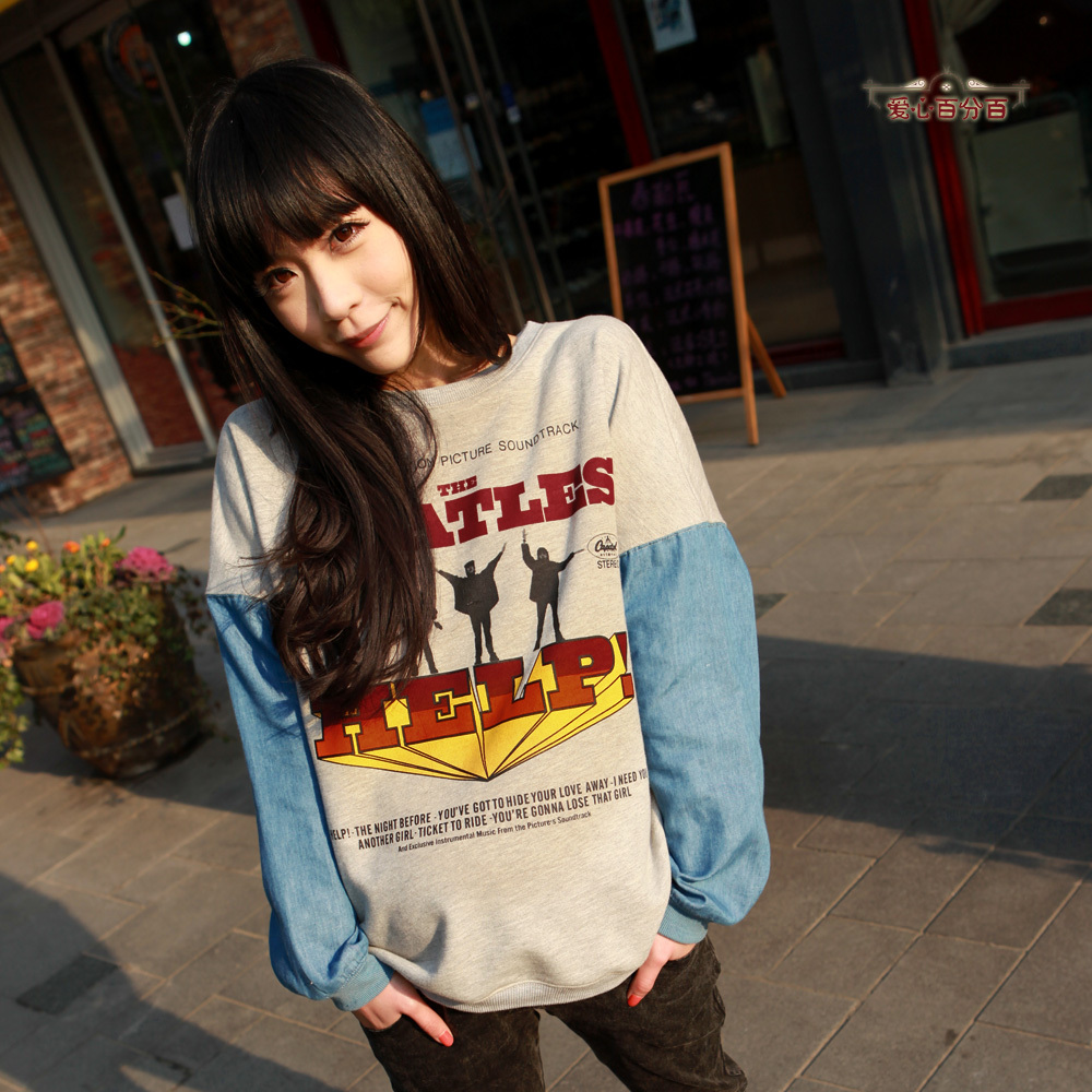 Love in 100% y0069 spring and autumn maternity clothing maternity sweatshirt letter lilliputian patchwork batwing sleeve top