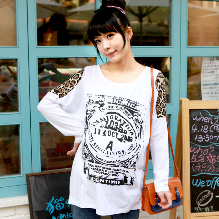 Love in 100% y0076 spring maternity top loose leopard print patchwork long-sleeve maternity t-shirt