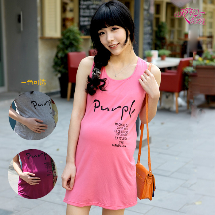 Love in 100% y19 summer maternity clothing letter print maternity tank dress long design maternity vest