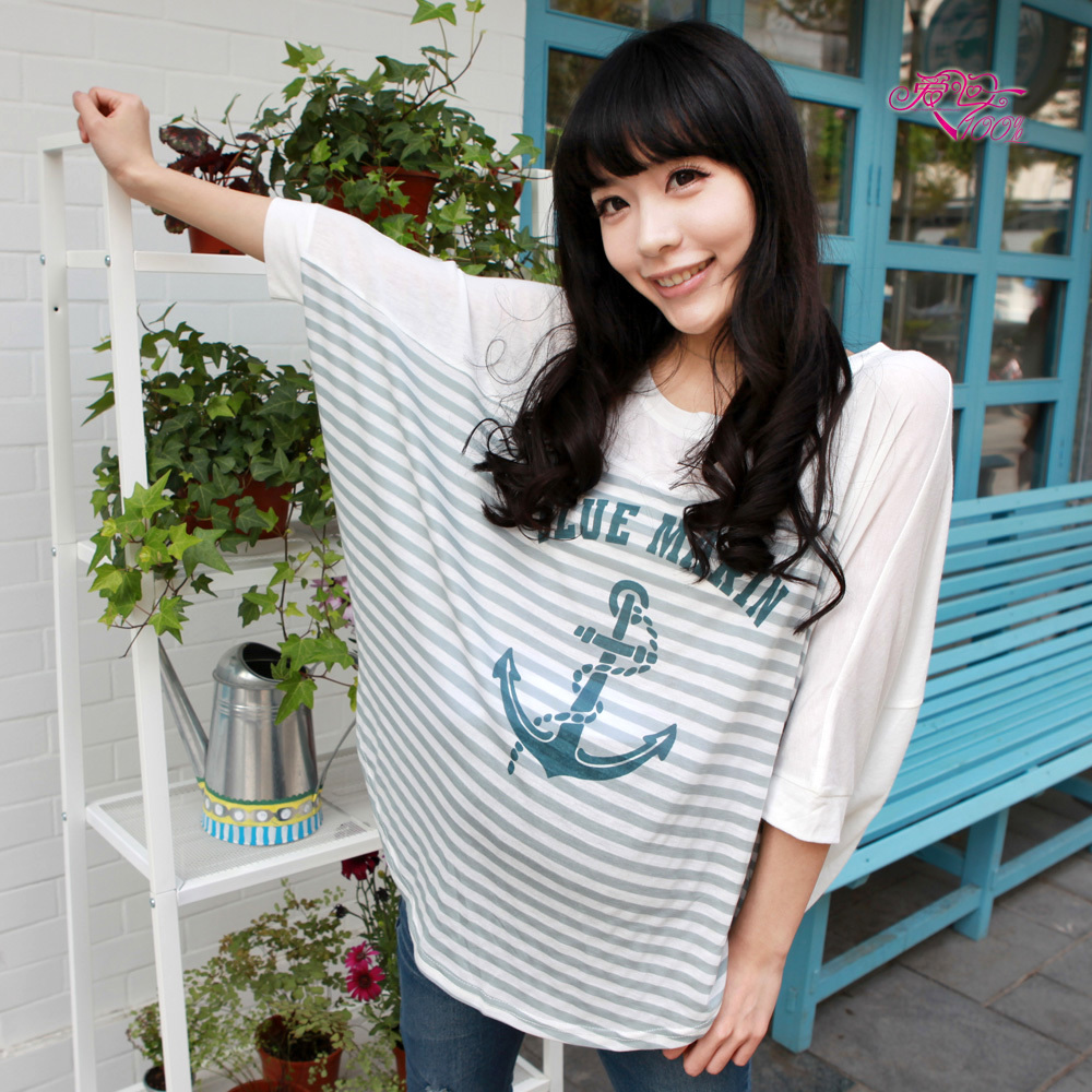 Love in 100% y8059 summer fashion maternity clothing stripe anchor print maternity batwing sleeve t-shirt