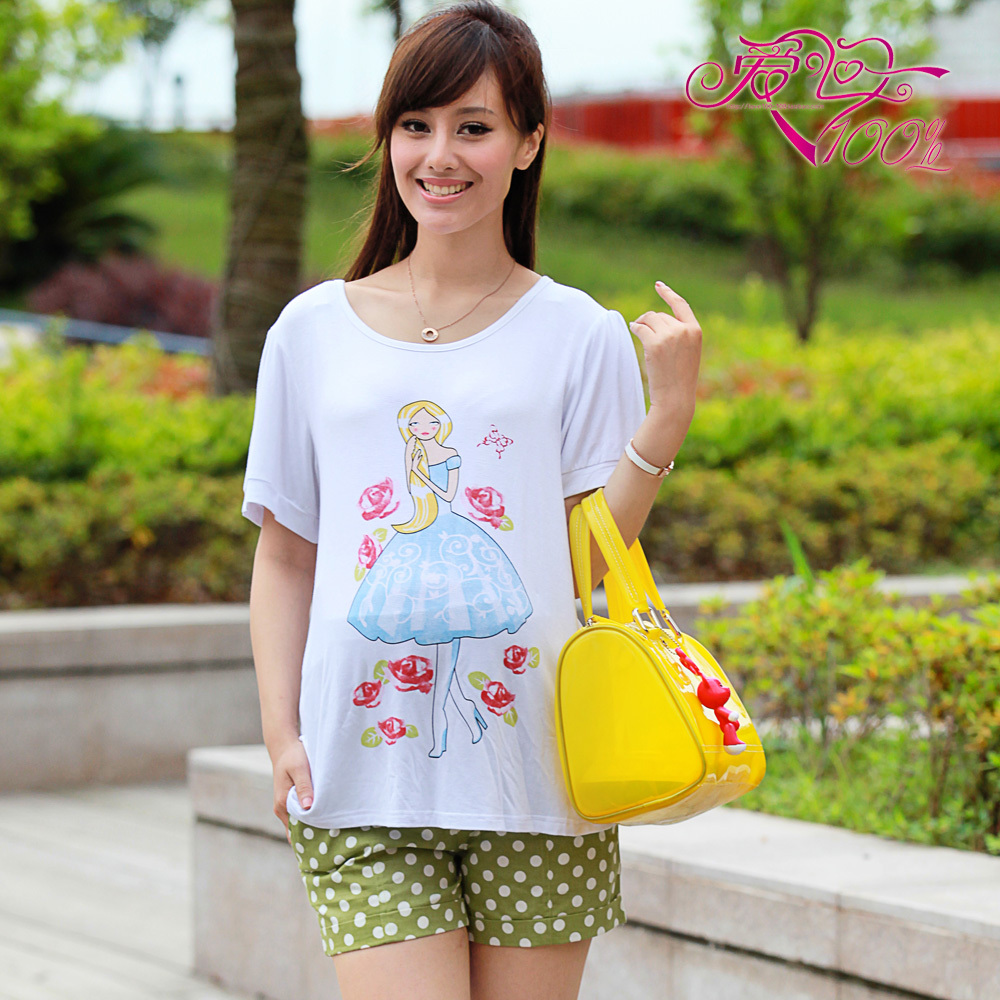 Love in 100% y8072 summer maternity clothing print maternity short-sleeve T-shirt top