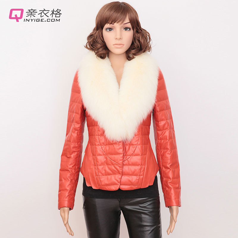 LOVE Large white fox fur genuine leather short design down leather clothing 2012 new arrival female sheepskin outerwear clothing