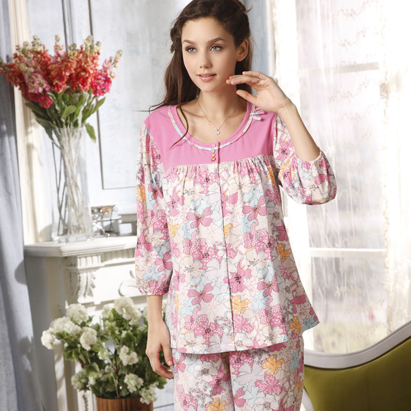 LOVE Lounge 2012 spring and summer trend women's gorgeous long-sleeve knitted 100% cotton sleep set