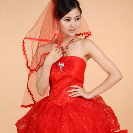 Love lulu's store Bridal veil wedding accessories the bride hair accessory veil wedding accessories hair accessory red ffs210