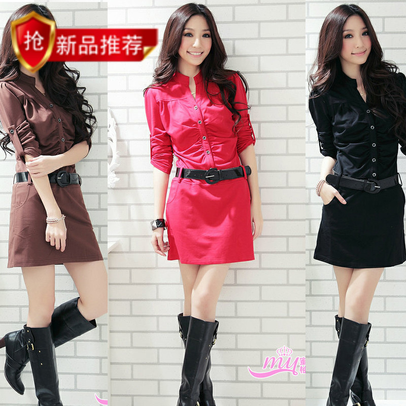 Love lulu's store Spring and autumn one-piece dress 2013 women's long-sleeve plus size slim skirt one-piece dress