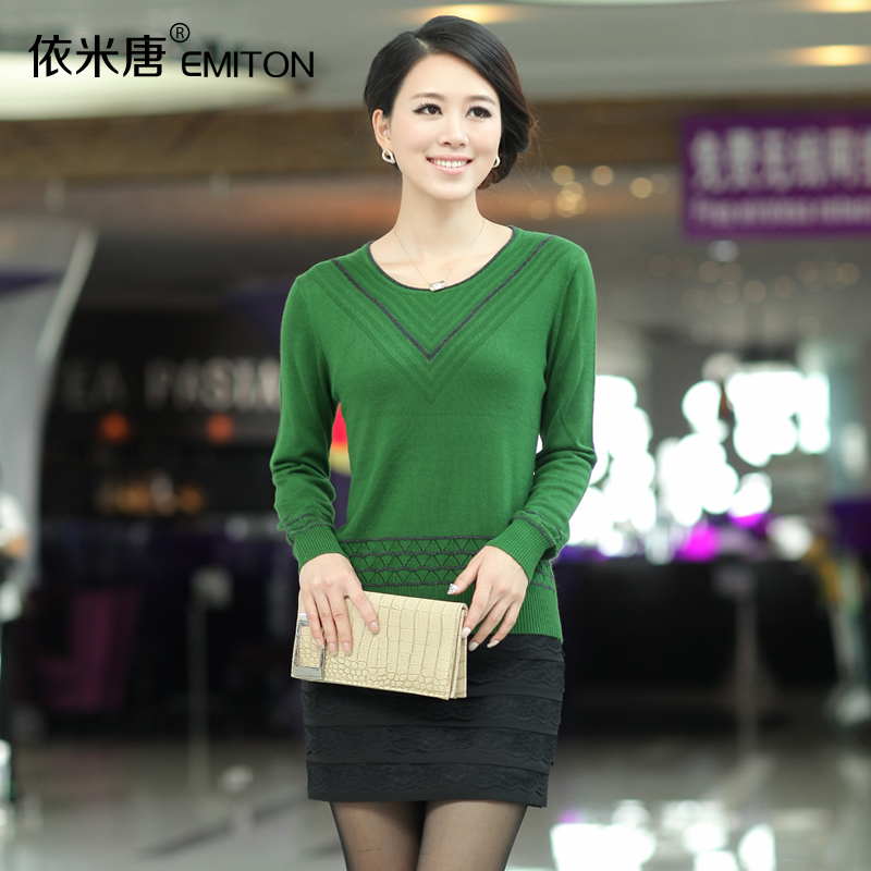 LOVE Meters 2012 autumn o-neck long-sleeve solid color plus size loose sweater shirt sweater