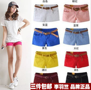 LOVE multicolour shorts casual candy color shorts buy  3 pcs free shippig