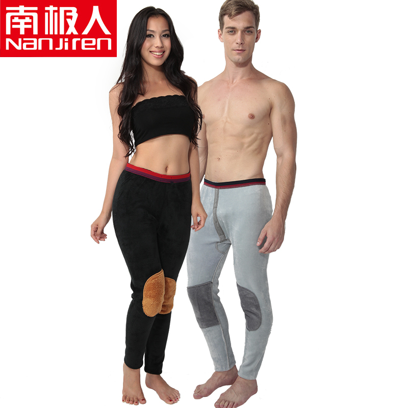 LOVE New arrival warm pants wool coffee carbon kneepad thickening double layer lovers warm pants