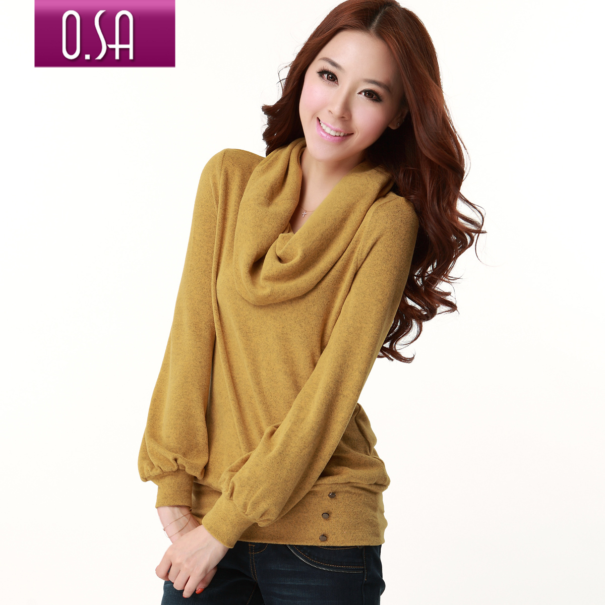 LOVE Osa autumn new arrival women's slim heap turtleneck lantern sleeve basic long-sleeve pullover sweater female t13136