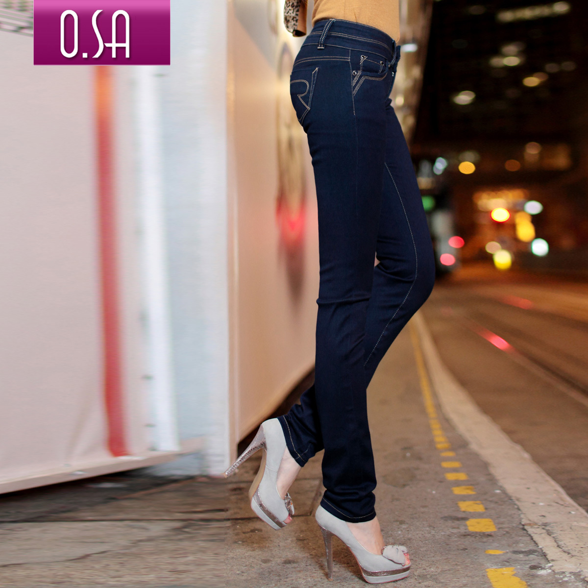 LOVE Osa2012 autumn women's slim elastic pencil denim long trousers k23062