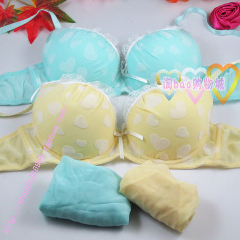 Love plush exquisite embroidery lace chiffon yarn bra underwear set