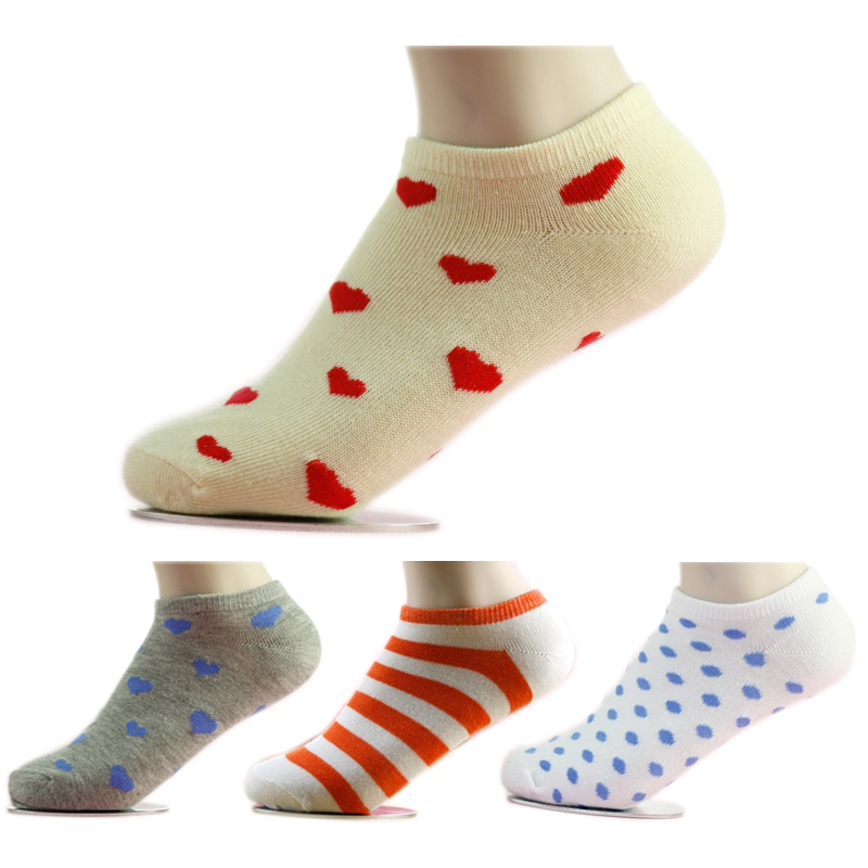 Love polka dot sock slippers invisible socks classic stripe shallow mouth sock slippers women's socks