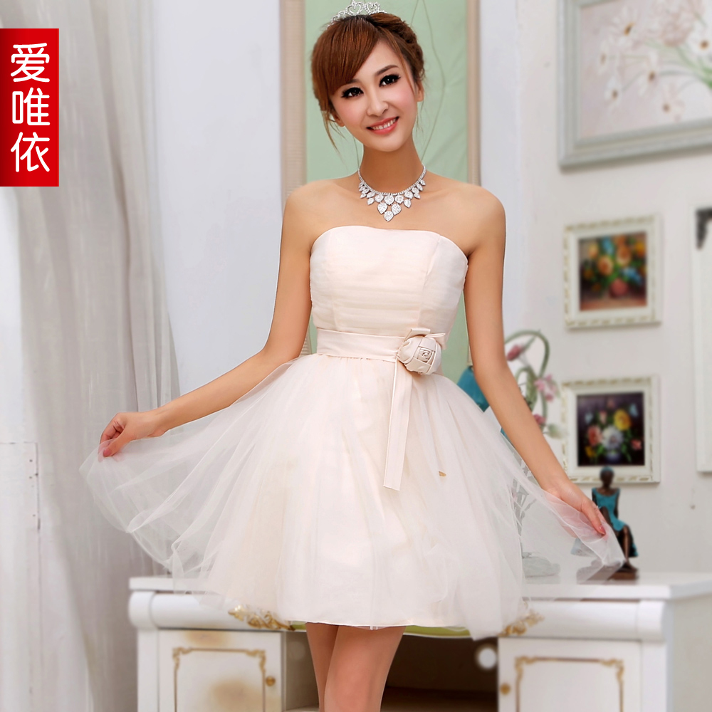 Love propose a toast the bride formal dress bridesmaid short skirt flower dress