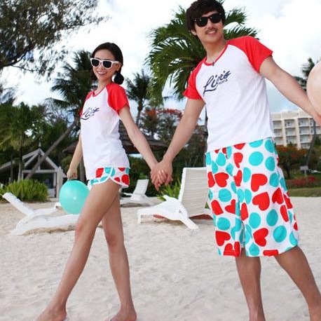 Love romantic lovers beach pants beach pants shorts knee-length pants beach lovers