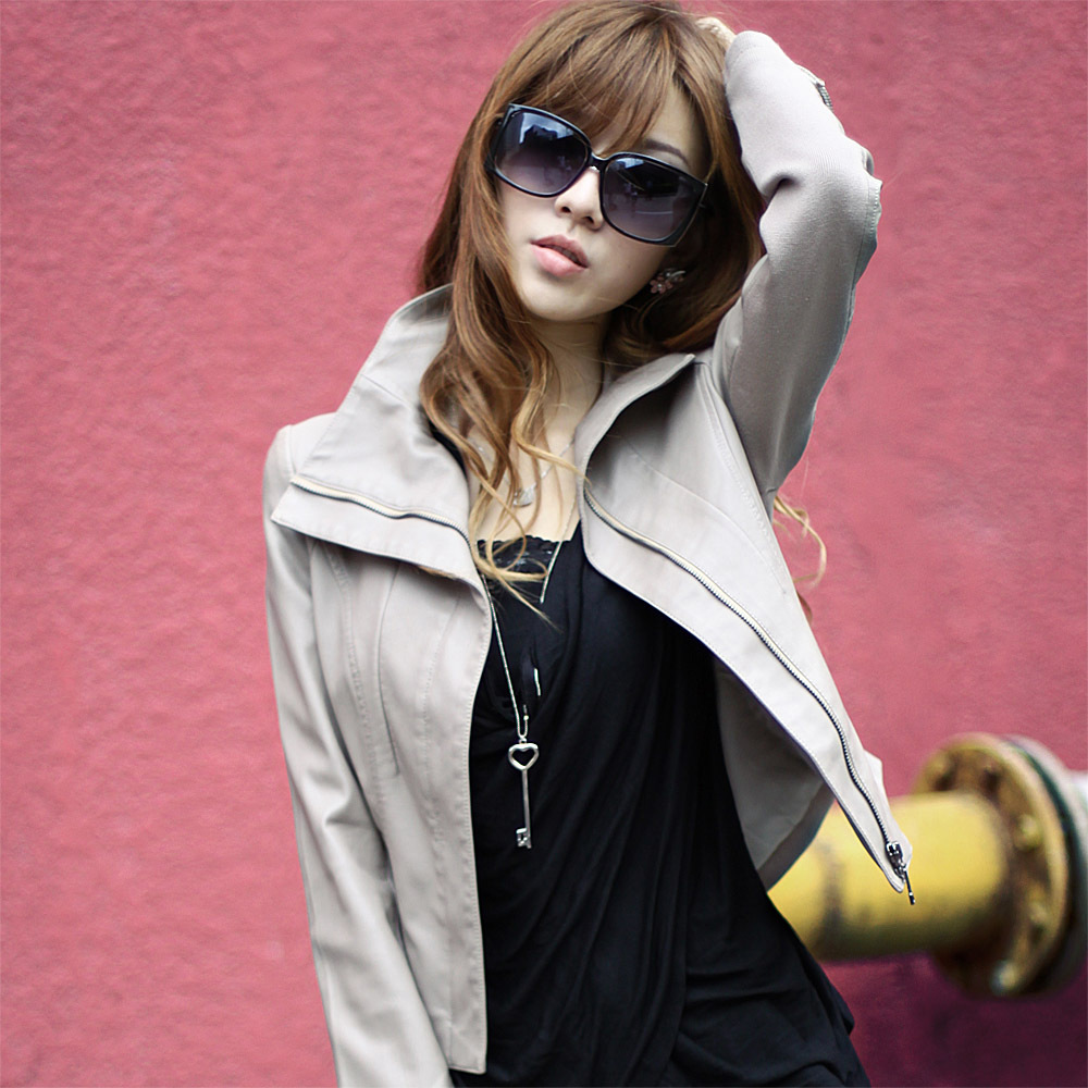 love Trumpet 2012 autumn turn-down collar short design leather clothing women outerwear jacket 1g1129f8