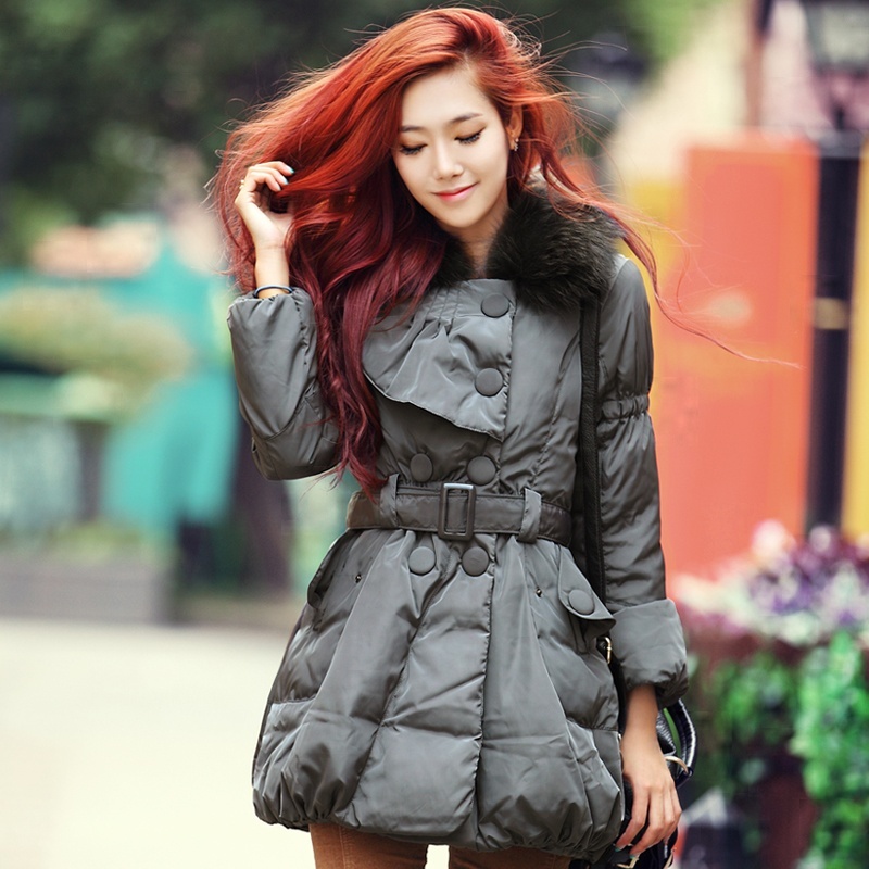love Trumpet 2012 medium-long double breasted slim long-sleeve puff luxury down coat 1065