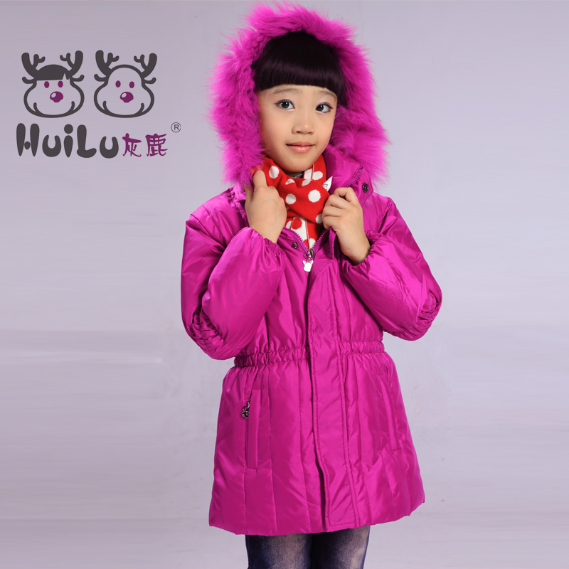 Love ulu's store 2012 winter children's clothing female child hooded down coat zipper-up thickening wadded jacket solid color