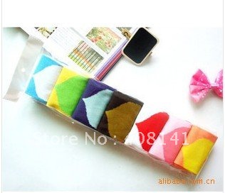 Love week sox seven pairs good socks seven days good mood pure color week sox creative week socks