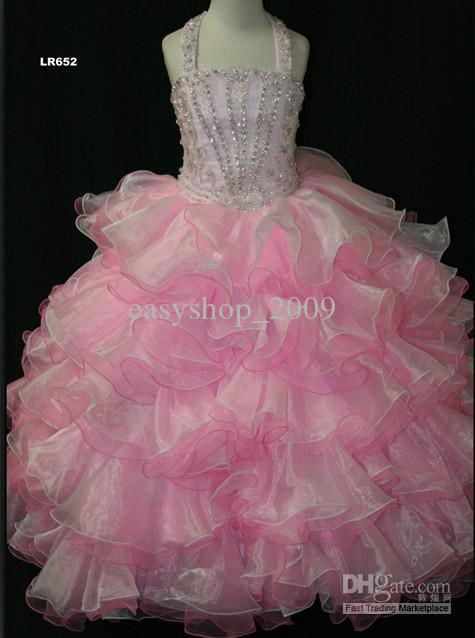 Lovely Ball gown Halter top neck Floor-length Flower Girl Dresses Style LR652