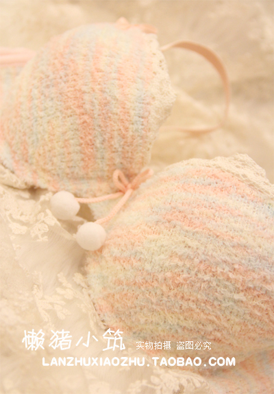 Lovely cake yarn bra women's single-bra underwear set 2228 pink