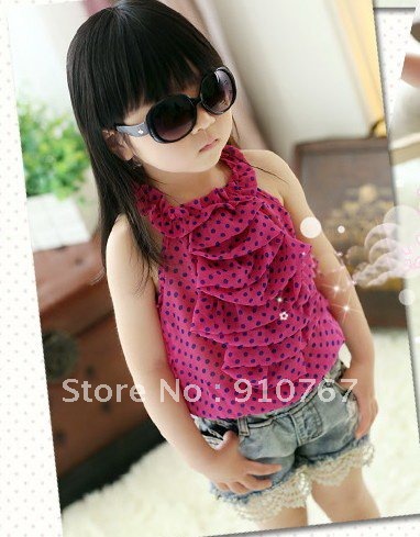 Lovely design Girl's Shoulder Straps Sun-Top vest kids snow spins condole tops clothing FM-