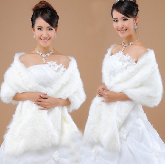Lovely Elegant Warm Bolero Long Soft Faux Fur Shrug 2013 Wedding Bridal Jacket Wrap Shawl Accessory