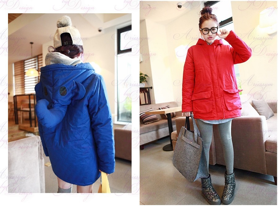 Lovely Elephant ! Colorful Padded Coat ! Red and Blue ! Large Size ! 2013 New Arrived ! women's coat ! Wholesale