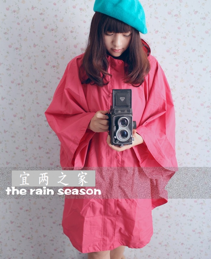 Lovely fashion thin breathable waterproof cloak raincoat poncho pink 1004