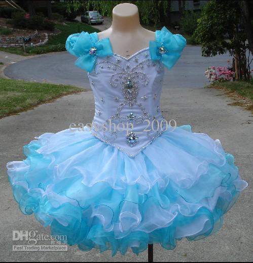 Lovely Fashions Pageant Dress flower girl WhitePink Short Pageant Gown