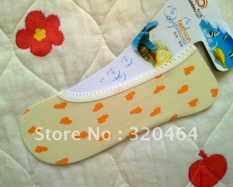 Lovely heart women invisible socks 5-color