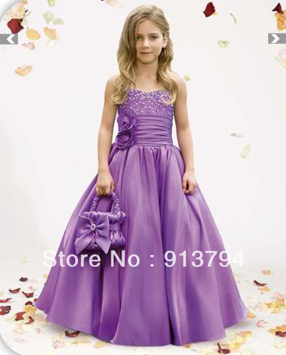 Lovely Organza Beaded Flower Gril Dresses 2012 FL-11 Free Shipping Wholesale
