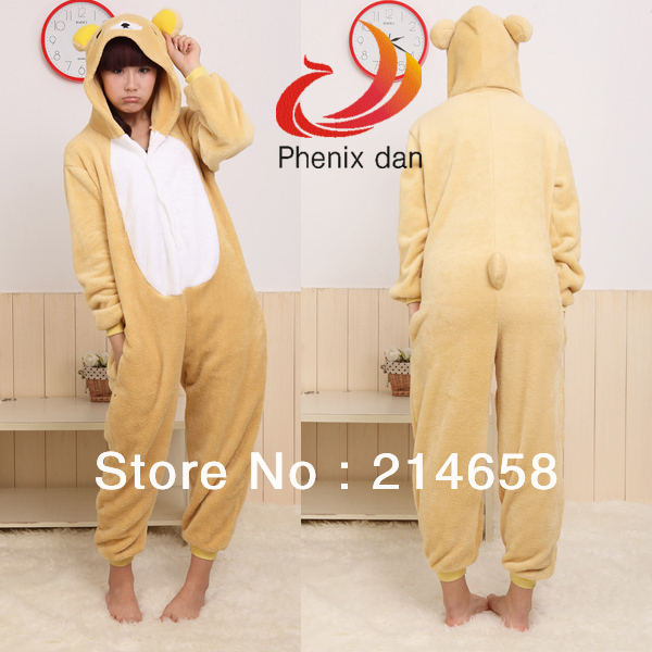 Lovely Rilakkuma Costume Kigurumi Animal Hoodies Pajamas Lounge Sleepwear Free Shipping