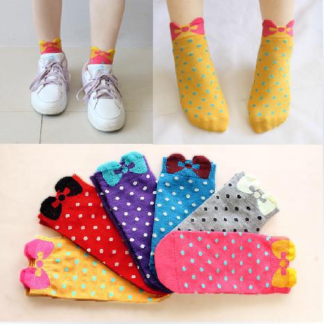 Lovely socks cotton socks bow wave point stockings dot ship socks  10PCS/LOT