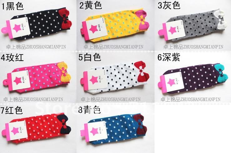 Lovely socks cotton socks bowknot wave point stockings dot ship socks