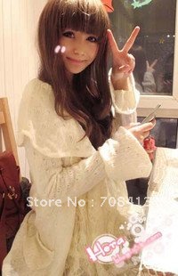 Lovely sweet lotus leaf gets long sleeve horn sweater sweater cardigan coat