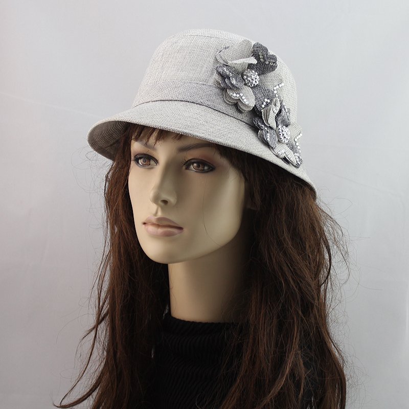 Lovely two-color flower Bucket hats Women Linen Autumn 2012, 6 Colors MIX FREE SHIPPING B12055