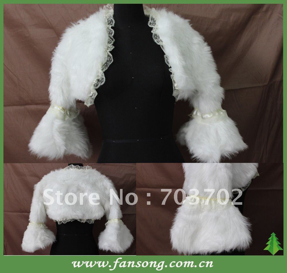 Lovely  white fur wedding jacket