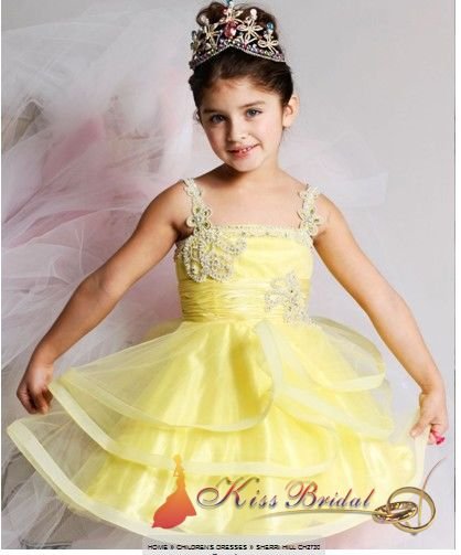 Lovely  Yellow Organza Ball Gown Flower Girl Dresses