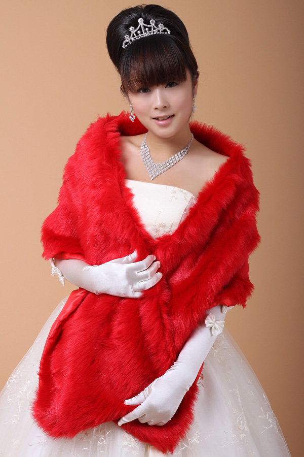 Lover bride shawl fur cape red rabbit fur shawl mpj-20-38