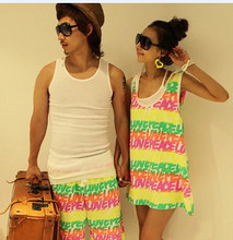 Lovers beach pants beach dress vacation of neon color towel fabric dress