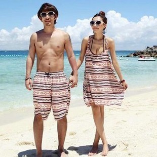 Lovers beach wear male female beach pants beach tank dress beach dress