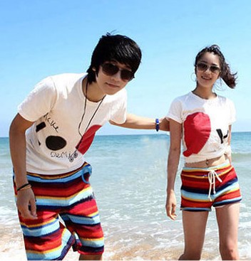 Lovers beach wear stripe casual beach pants shorts free shipping