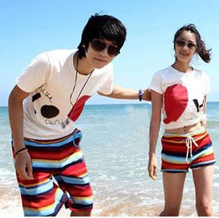 Lovers beach wear stripe casual beach shorts pants shorts