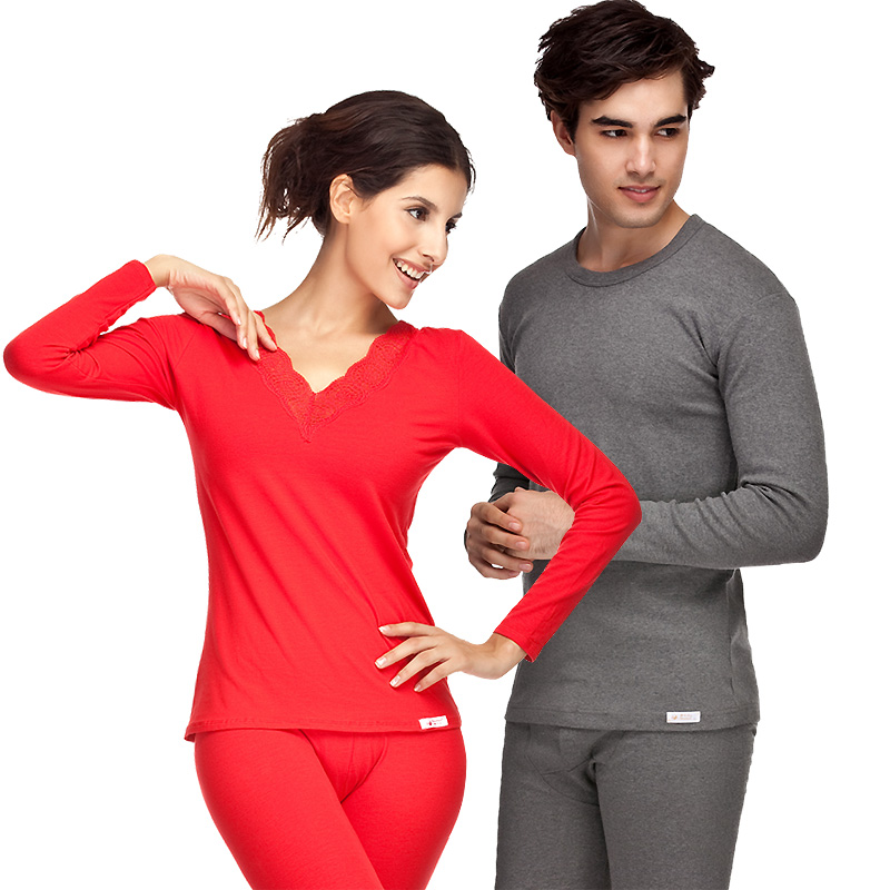 Lovers design solid color thermal underwear set thin high-elastic perfect curve foundation underwear male