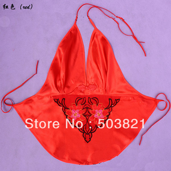 Lovers gift V-neck lace embroidered apron  women's underwear ladies charming bellyband white/red free shipping