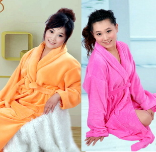 Lovers male Women coral fleece robe bathrobes coral fleece sleepwear thickening thin  velour bath robe