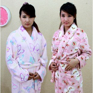 Lovers of design and color of design of men and women coral flocking pajamas nightgown bathrobe of household to take thin thick