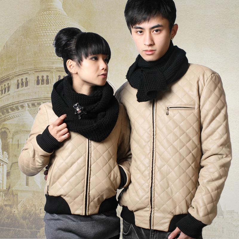 Lovers outerwear spring and autumn outerwear 2013 water wash PU clothing thin wadded jacket cotton-padded jacket cardigan