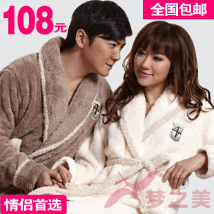 Lovers robe autumn and winter male lounge women's winter sleepwear thickening coral fleece robe bathrobes