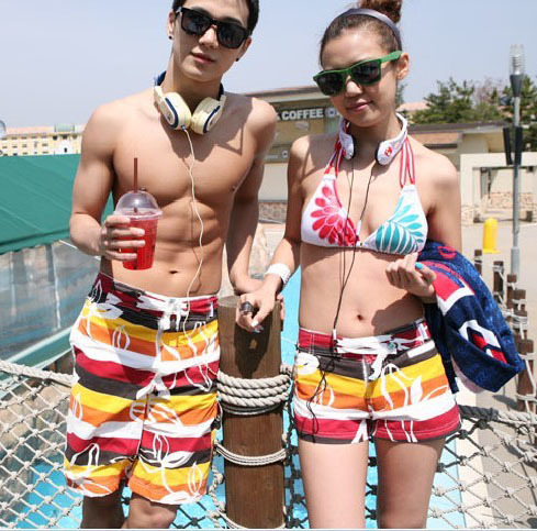 Lovers swimwear spa split beach pants plus size